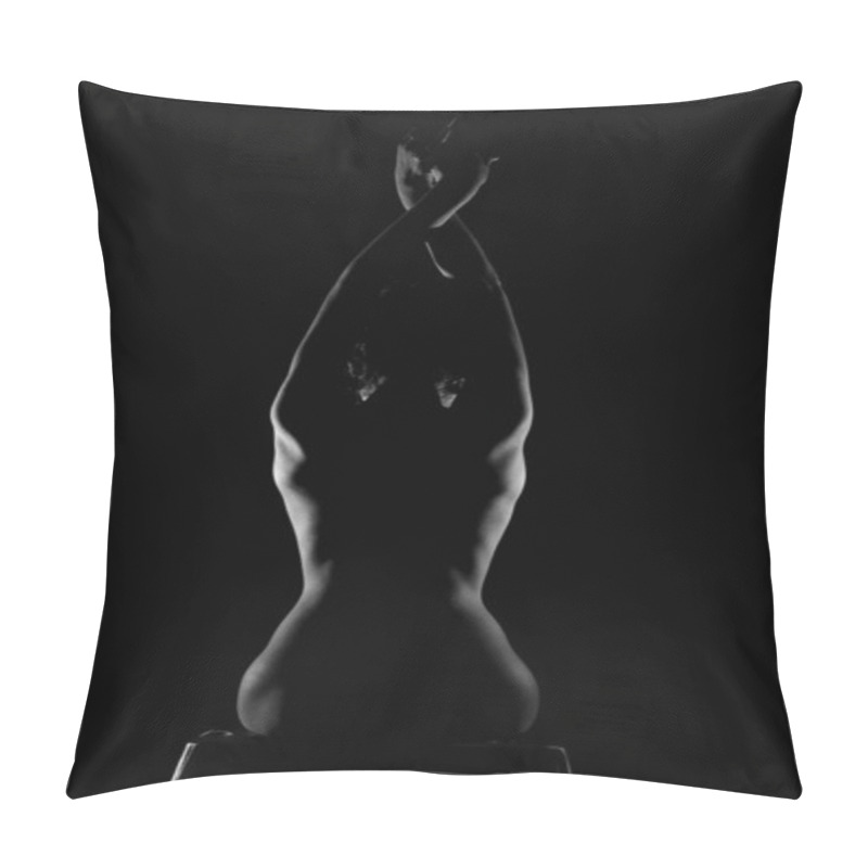 Personality  Dark Female Silhouette, Hands And Face. Art Portrait.unusual Photo Of Body Woman Pillow Covers