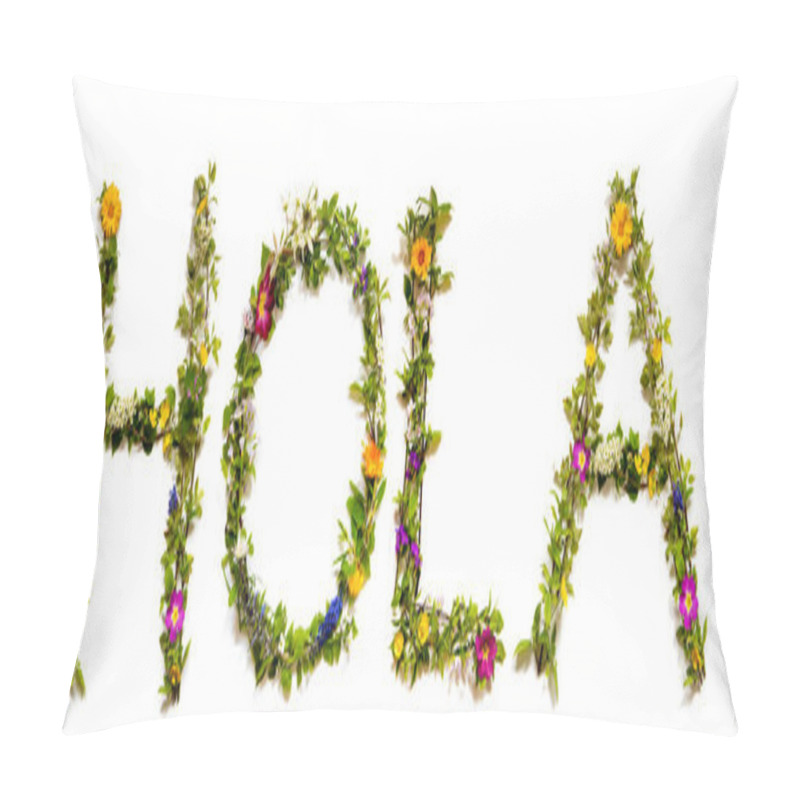 Personality  Flower And Blossom Letter Building Word Hola Means Hello Pillow Covers