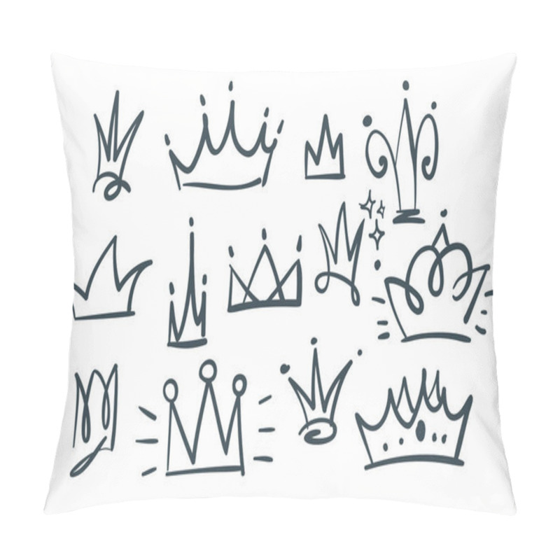 Personality  Doodle Set Of Crowns Pillow Covers