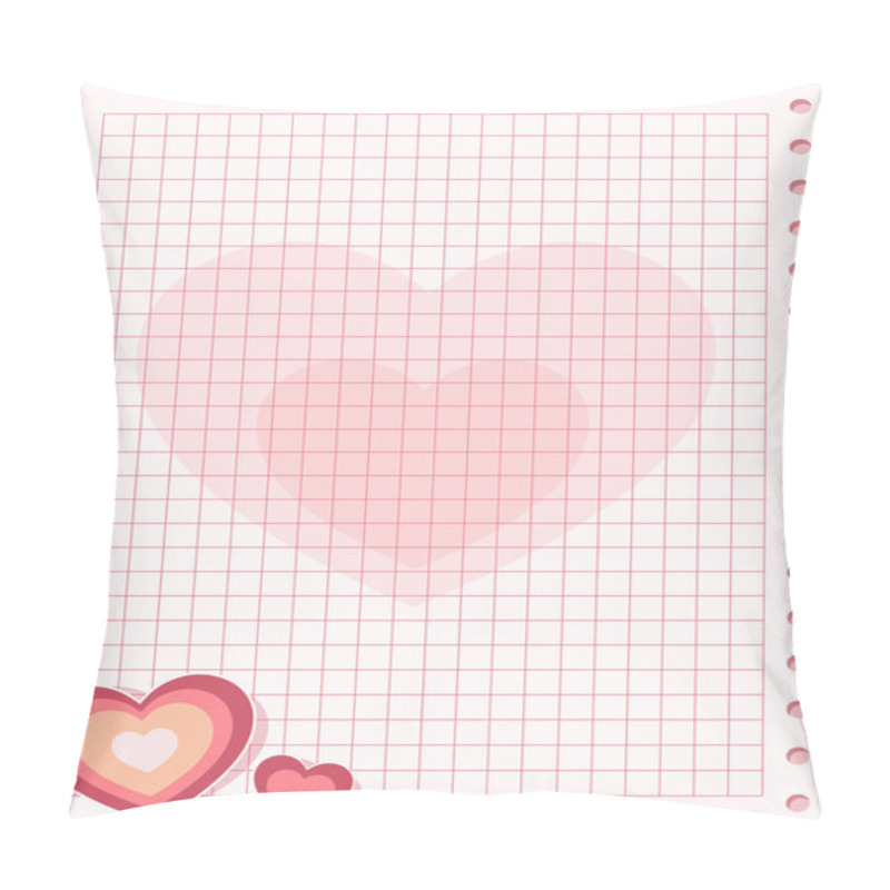 Personality  Pink Squared Paper Sheet Background With Heart Pillow Covers