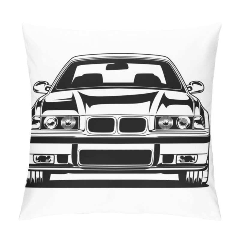 Personality  Black And White Car Illustration For Conceptual Design. Good For Poster, Sticker, T Shirt Print, Banner. Pillow Covers