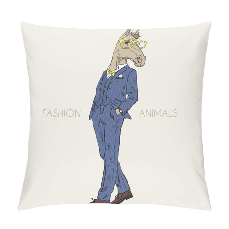 Personality  Horse Dressed Up In Suit Pillow Covers