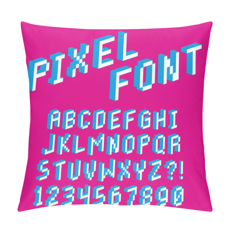 Personality  Pixel 3D Font Alphabet And Numbers Isolated Pillow Covers