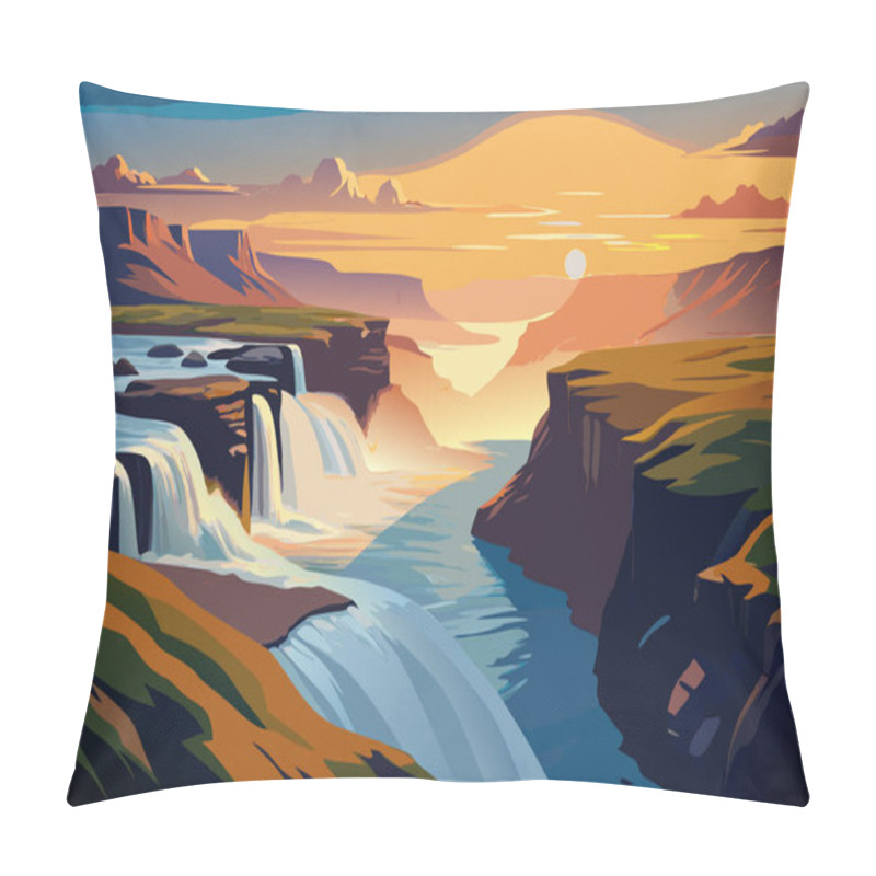 Personality  Beautiful Landscape Of Iceland. Vector Illustration Pillow Covers