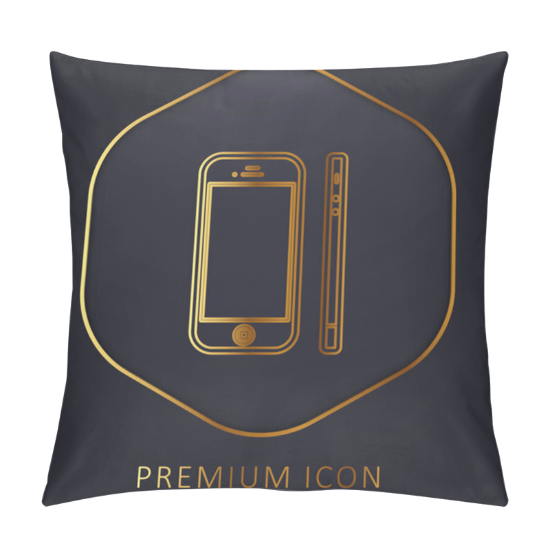 Personality  Apple Iphone 4 From Front And Side View Golden Line Premium Logo Or Icon Pillow Covers