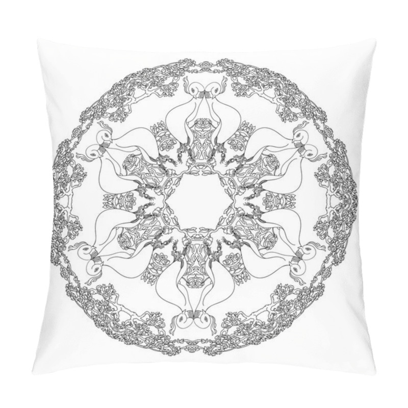 Personality  Mandala Shaped Contoured Birds, Flowers, Leaves And Floral Decorative Elements. Pillow Covers