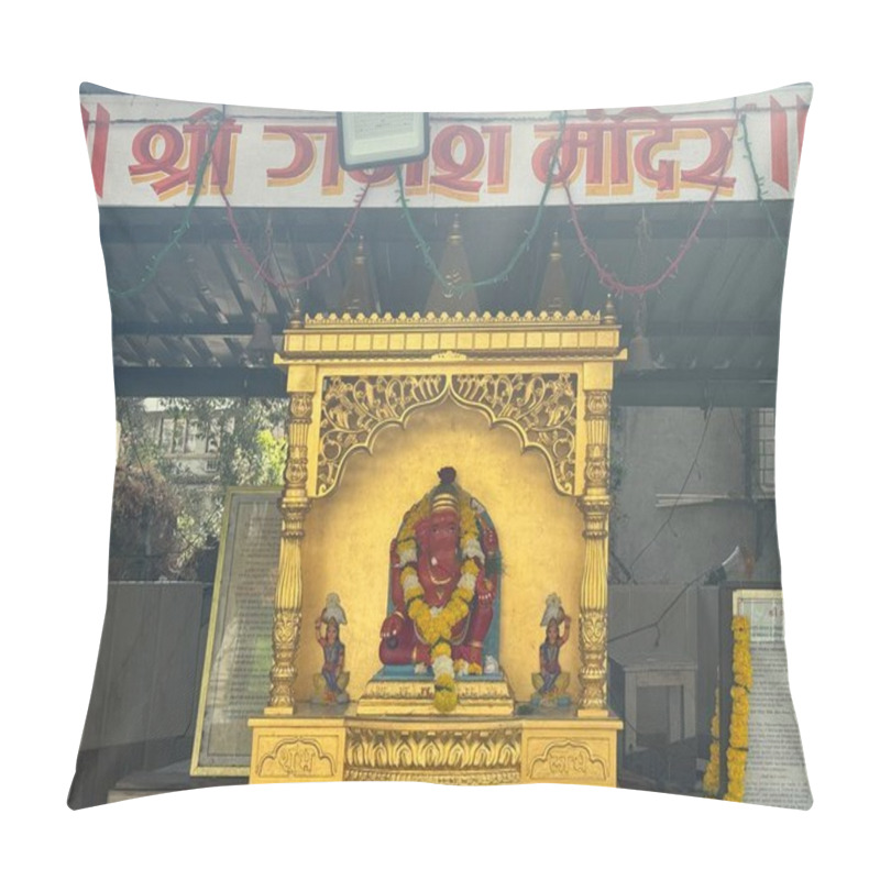 Personality  MUMBAI, INDIA - FEB 22: Shri Ganesh Mandir In Mumbai, India, As Seen On Feb 22, 2024. Pillow Covers