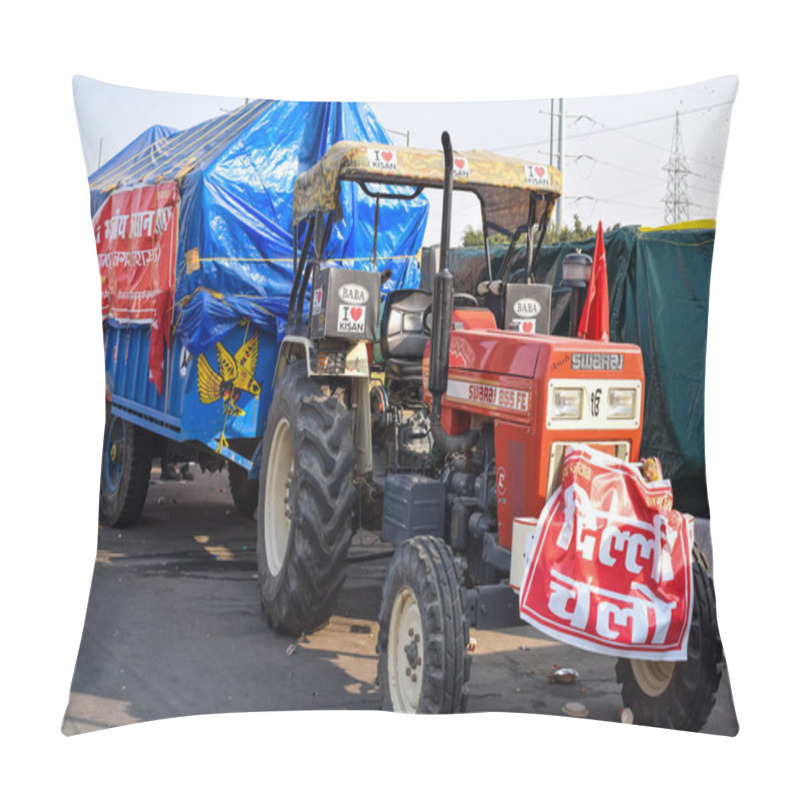 Personality  New Delhi, India  December 25 2020 - Tractors From Various Villages From Punjab, Uttar Pradesh And Uttarakhand States During Farmer Protest At Gazipur Border Delhi, Farmers Are Protesting Farmer Law Pillow Covers