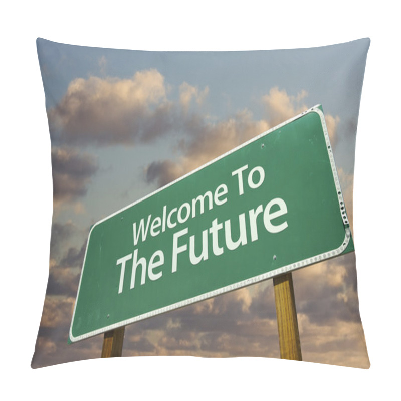 Personality  Welcome To The Future Green Road Sign Pillow Covers