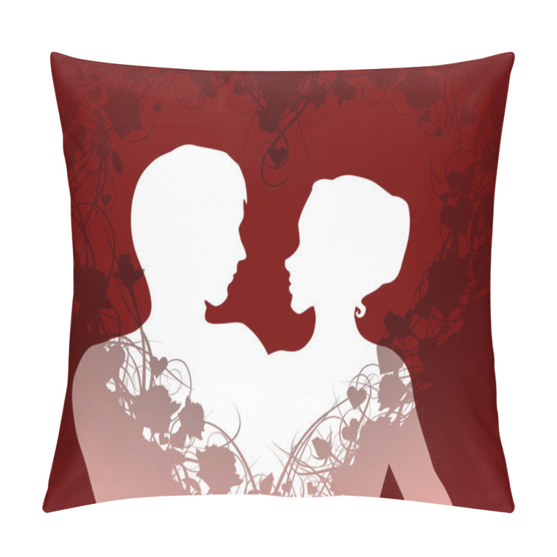 Personality  Romantic Silhouette With Rose Heart Pillow Covers