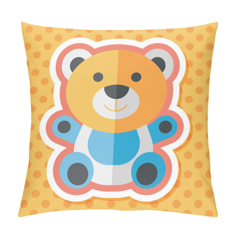 Personality  Teddy Bear Flat Icon With Long Shadow,eps 10 Pillow Covers