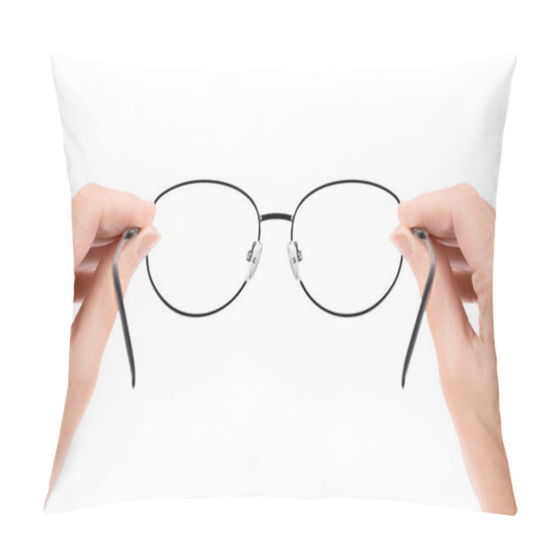 Personality  Woman Holding Glasses In Hands Pillow Covers