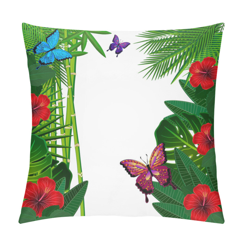 Personality  Tropical Floral Design Background With Butterflies. Pillow Covers