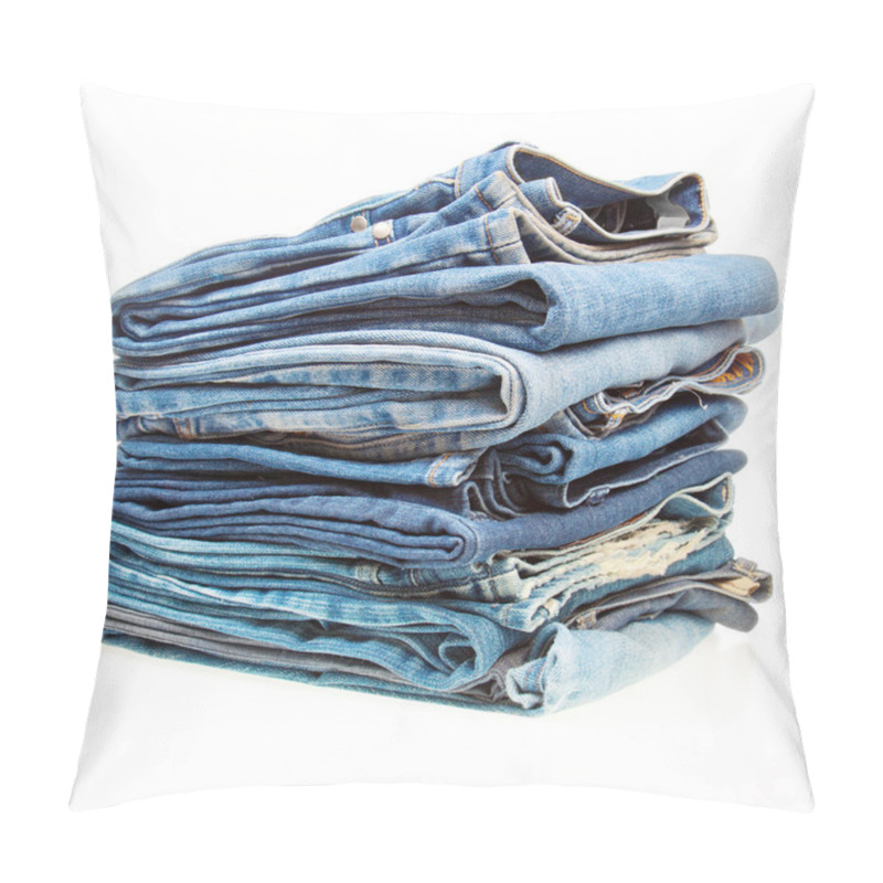 Personality  Stack Of Blue Denim Clothes Pillow Covers