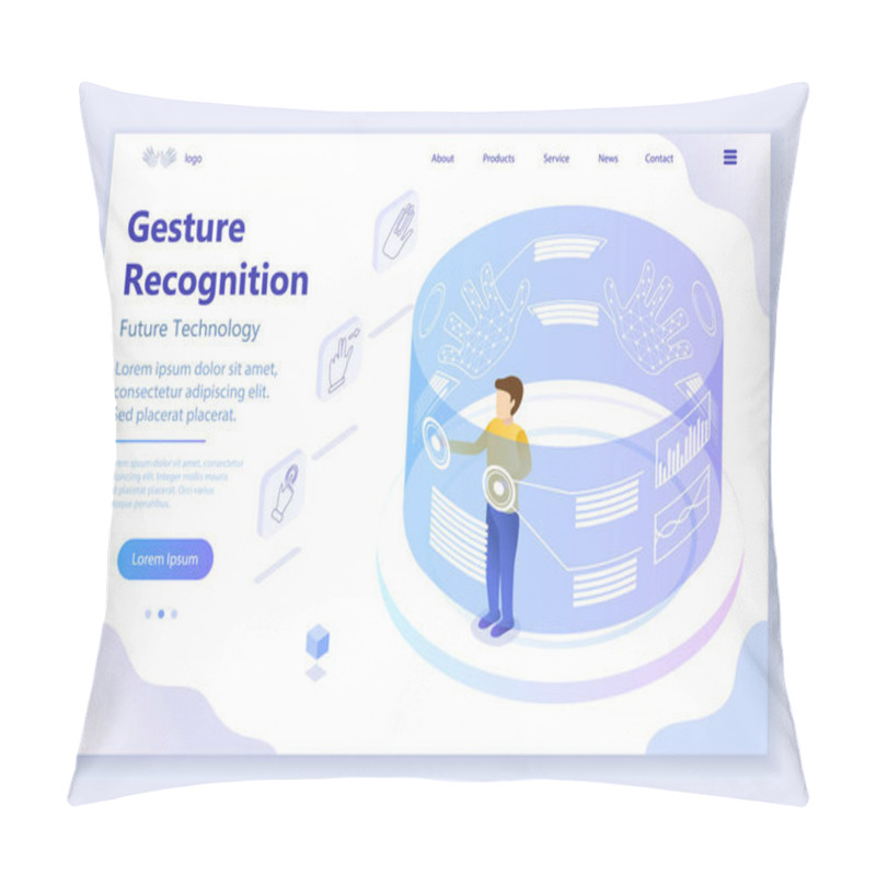 Personality  Future Technology - Gesture Recognition, 3d Isometric Vector Illustration, For Graphic And Web Design Pillow Covers