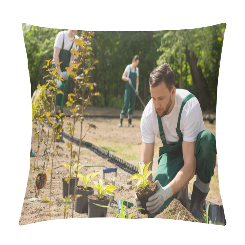 Personality  Gardener Planting Flowers Taken From The Pot Pillow Covers