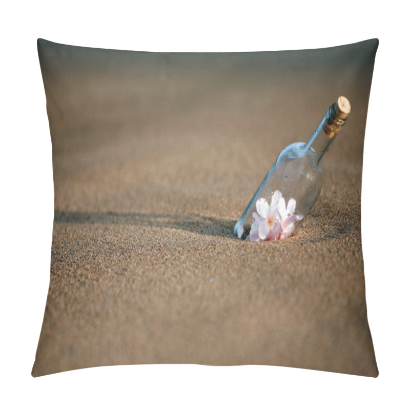 Personality  Message In A Bottle. Plumeria Flowers In A Bottle. Clear Bottle On A Beach In Hawaii. Message Of Love In A Bottle. A Bottle Of Flowers For Someone Special. Love And Romance.  Pillow Covers