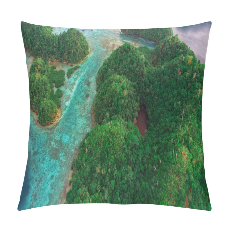 Personality  Aerial View Of Sugba Lagoon. Beautiful Landscape With Blue Sea Lagoon, National Park, Siargao Island, Philippines. Pillow Covers