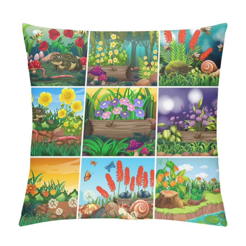 Personality  Set Of Background Scene With Nature Theme Pillow Covers