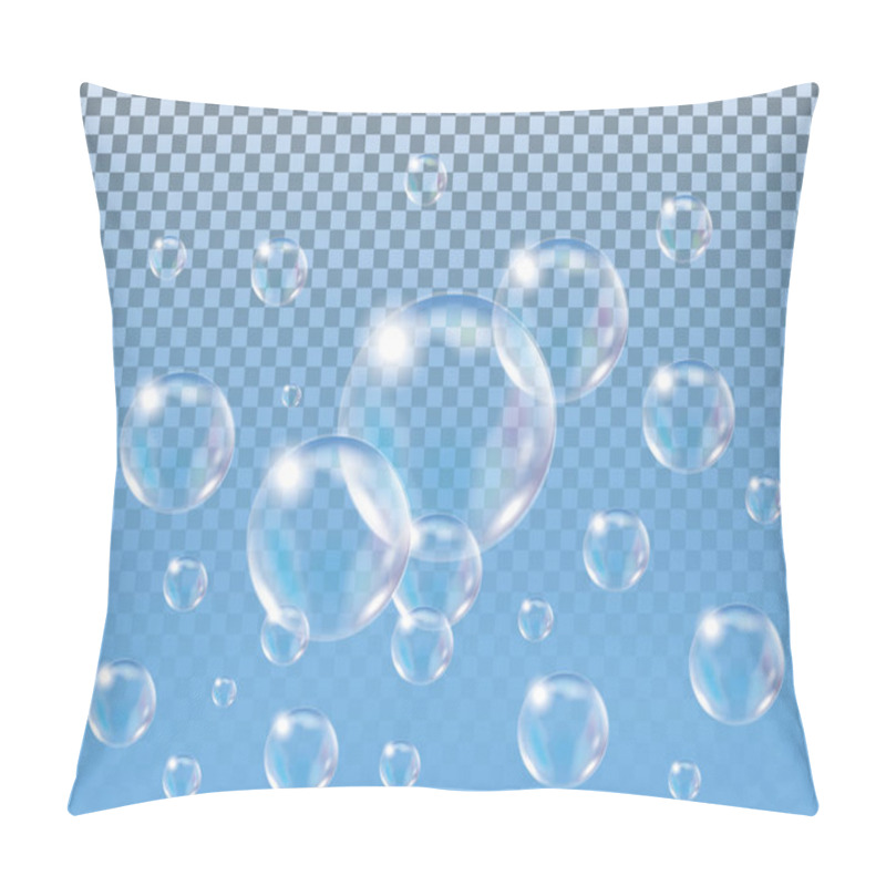 Personality  Realistic Isolated Soap Bubbles. Pillow Covers