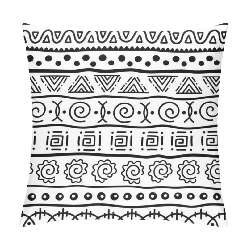 Personality  Seamless Pattern In Ethnic Style. Ornamental Element African Theme. Set Of Seamless Vintage Decorative Tribal Border. Traditional African Pattern Background With Tribal Elements Form. Pillow Covers