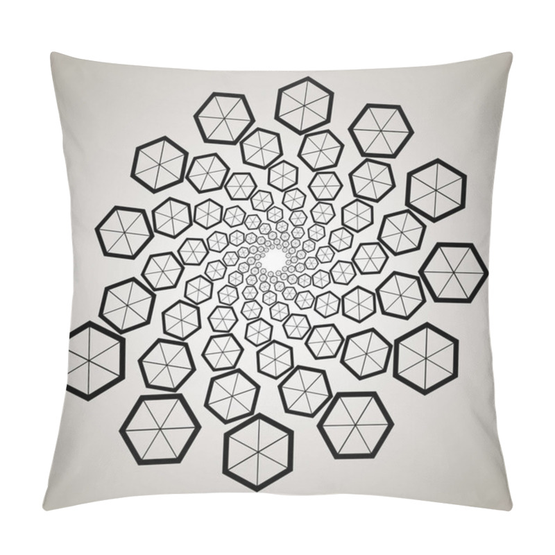 Personality  Swirl, Vortex Background. Rotating Spiral. Pattern Of A Whirling Of Hearts. Icon, Hexahedron, Round Dance, Honeycomb, Bees, Geometric, Contour Pillow Covers