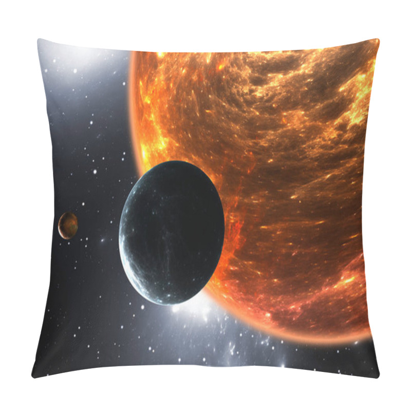 Personality  Extrasolar Planets Or Exoplanets And Red Dwarf Or Red Supergiant. 3D Illustration Pillow Covers