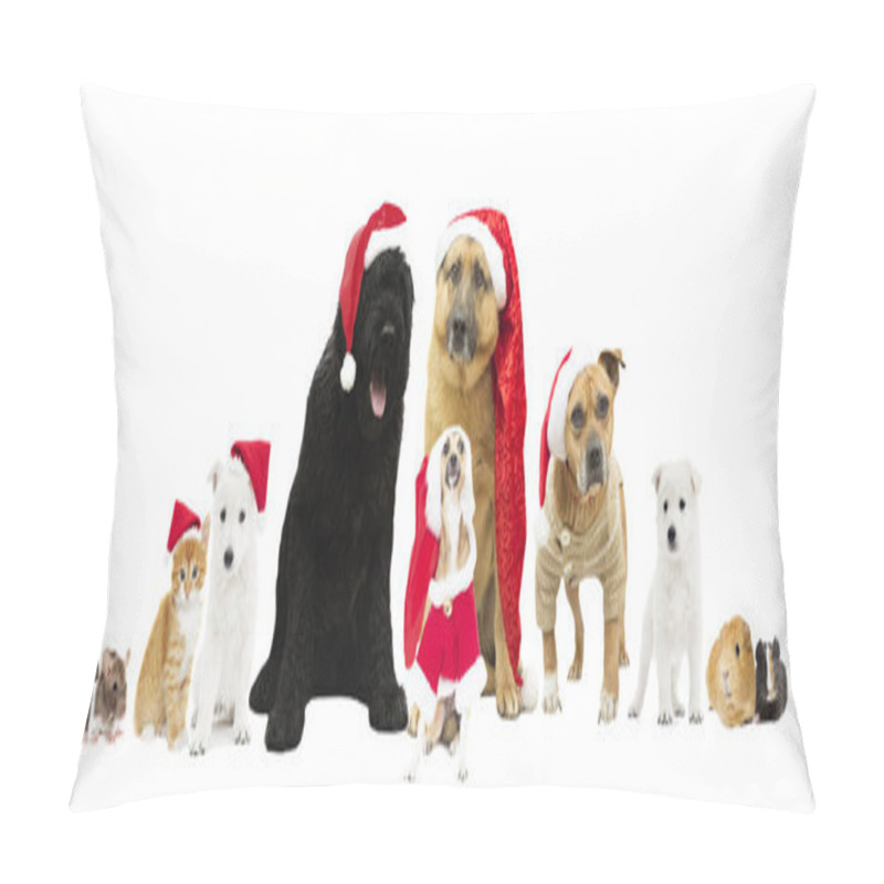 Personality  Set Of Dogs In The New Year Hats Pillow Covers