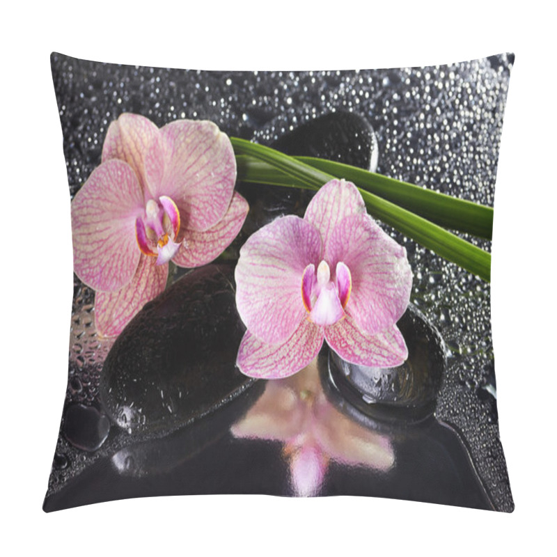 Personality  Orchids And Black Stones With Reflection  Pillow Covers