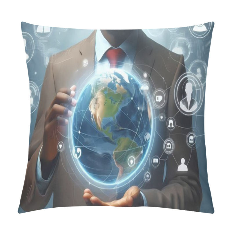 Personality   Global Connectivity And Digital Network. Pillow Covers