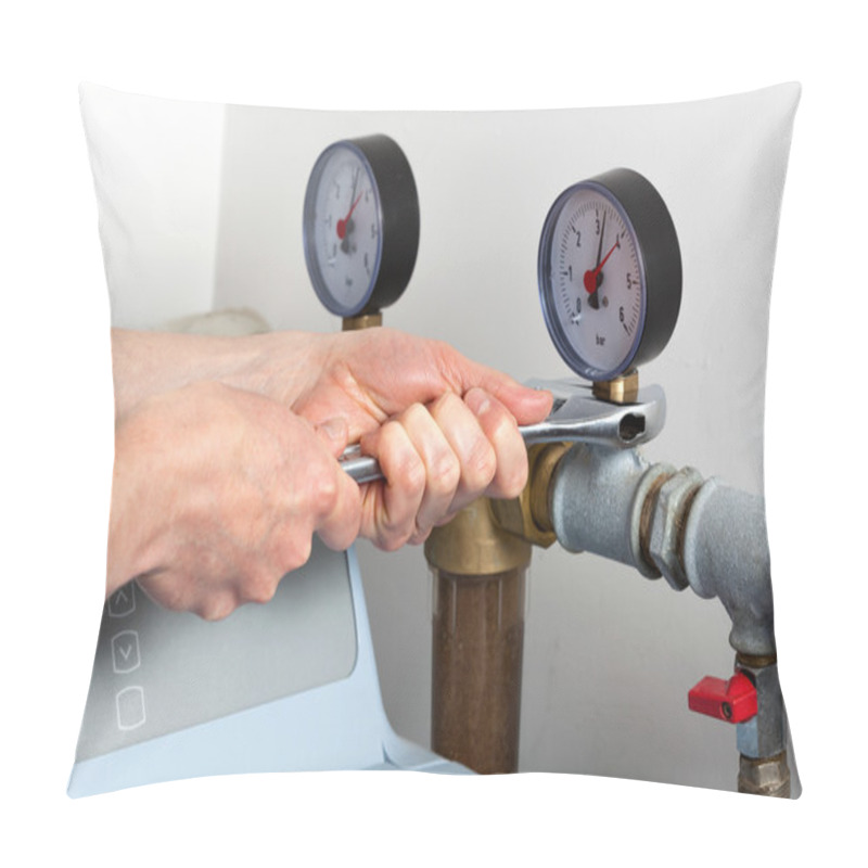 Personality  Man Hands Repairing Pressure Gauge Pillow Covers