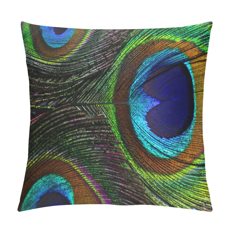 Personality  Beautiful Bright Peacock Feathers As Background, Closeup Pillow Covers