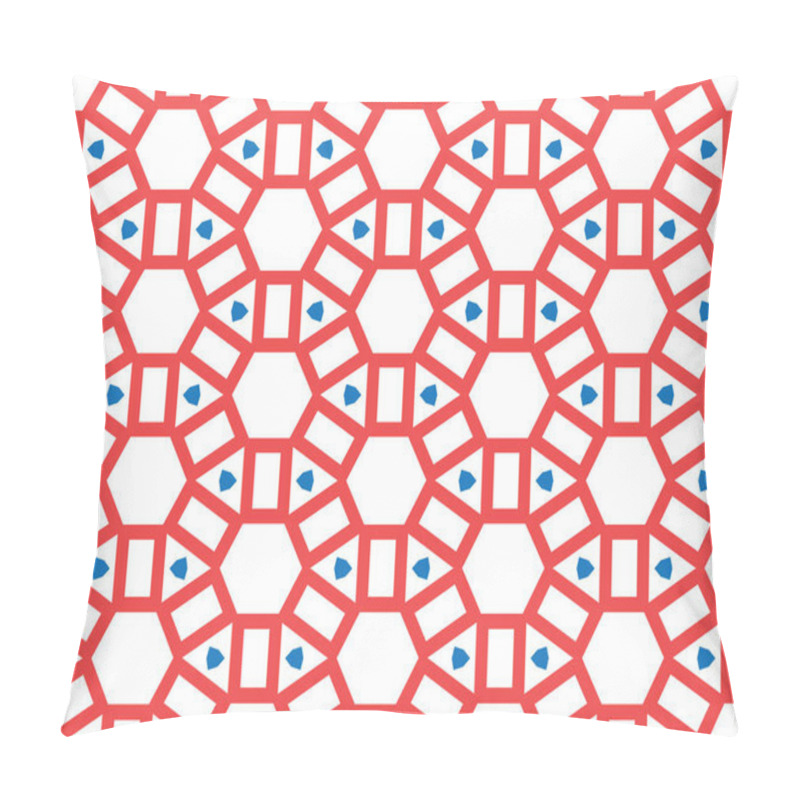 Personality  Vector Seamless Geometric Pattern. Shaped Red And Blue Hexagons, Pillow Covers