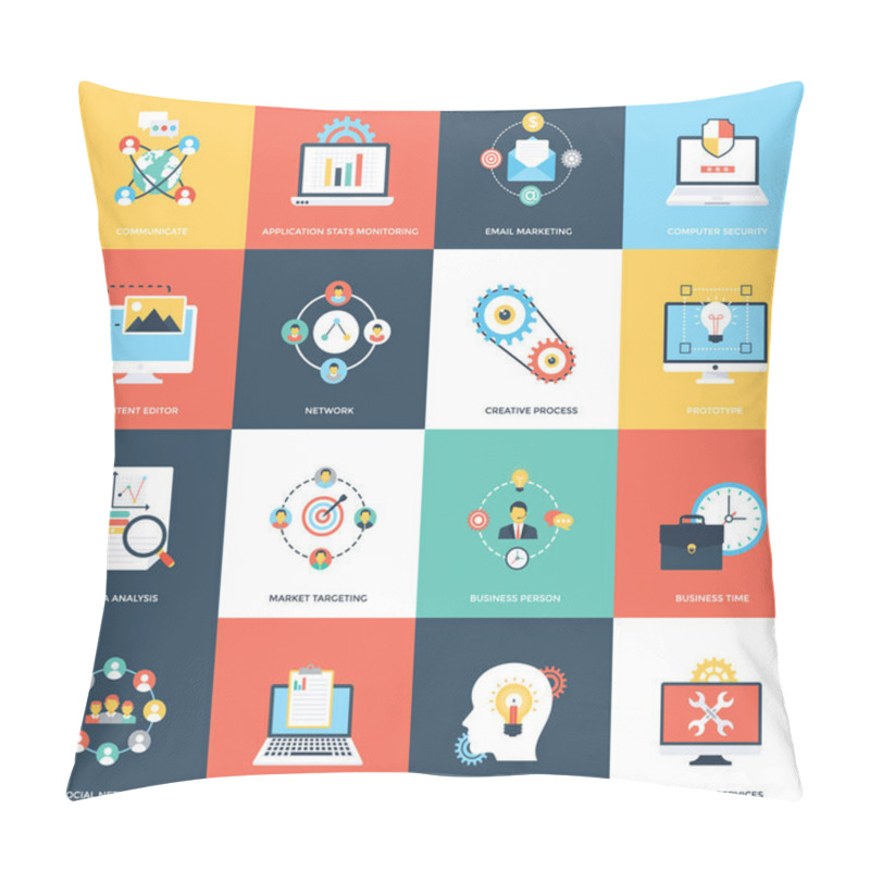 Personality  Collection Of Web And Seo Flat Icons Pillow Covers