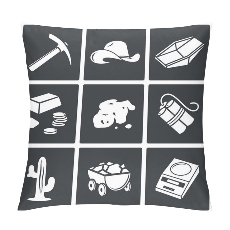 Personality  Gold Mining Icons Set Pillow Covers