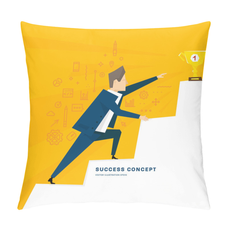 Personality  Businessman Climbing To Success Pillow Covers