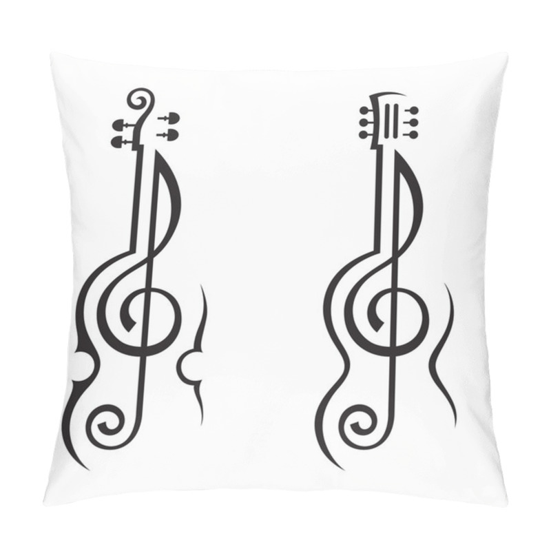 Personality  Violin, Guitar And Treble Clef Pillow Covers