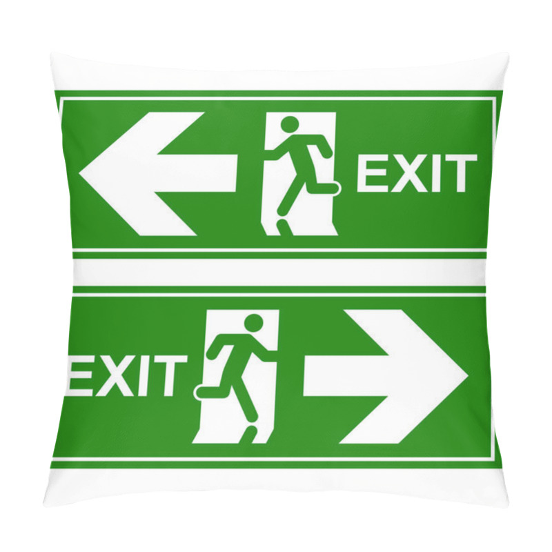 Personality  Emergency Exit Sign. Man Running Out Fire Exit. Pillow Covers