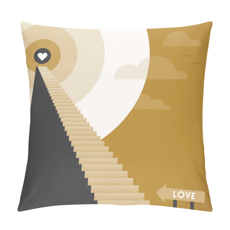 Personality  Staircase With Heart On The Top. Pillow Covers