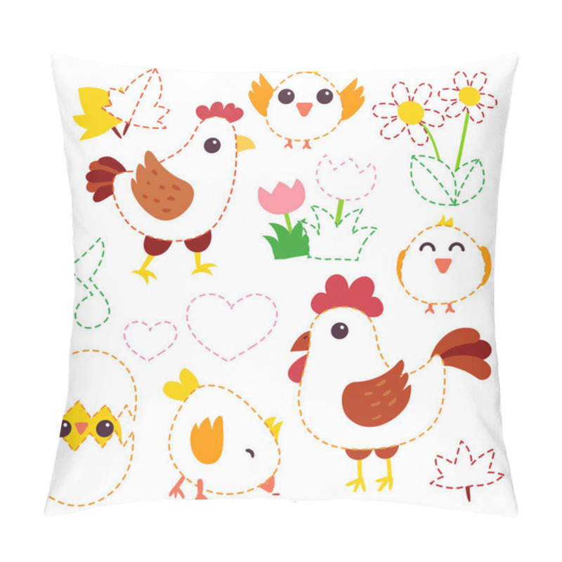 Personality  Chicken Vector Character Design, Chicken Worksheet Vector Design Pillow Covers