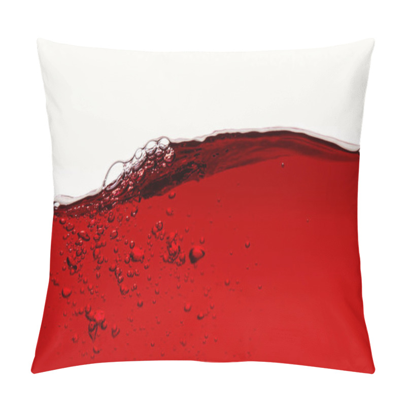 Personality  Red Bright Liquid With Wave And Bubbles Isolated On White Pillow Covers