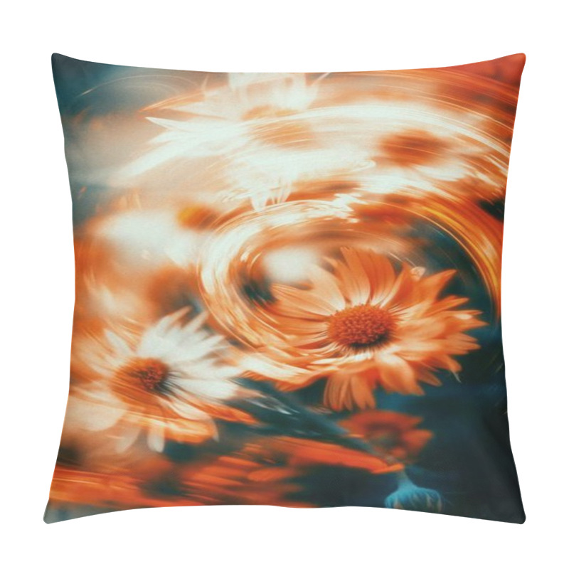 Personality  Vibrant Swirling Daisies In A Dreamy Orange Hue. Pillow Covers