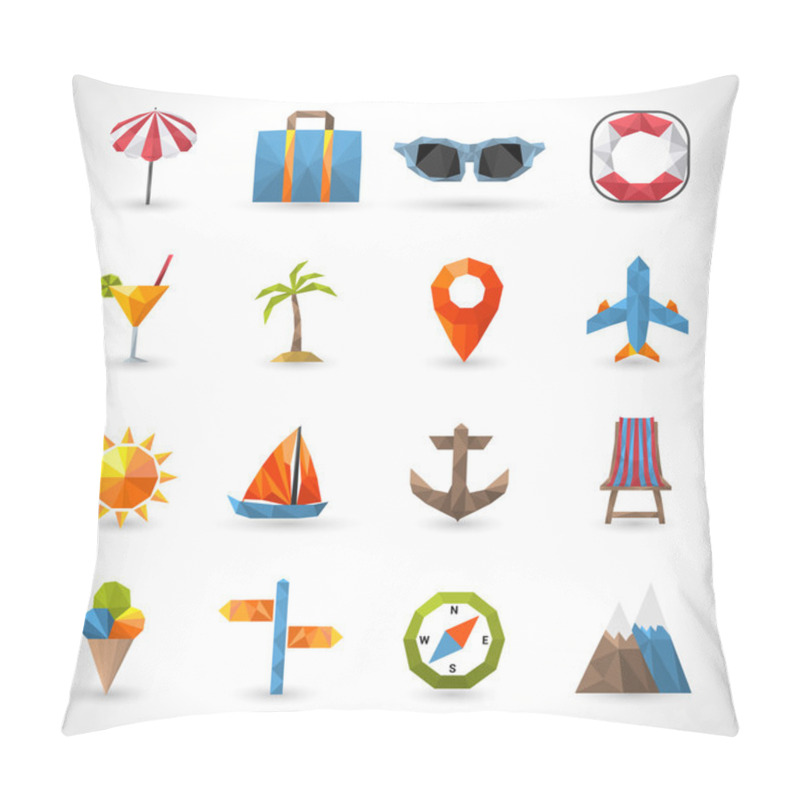 Personality  Travel Polygonal Icons Pillow Covers