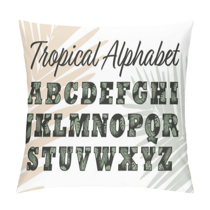 Personality  Tropical Alphabet Palm Leaves Letters Summer Monogram Jungle Abc Pillow Covers