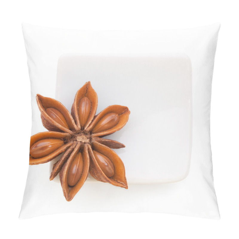 Personality  Anise Star (Illicium Verum) In A White Bowl On White Background Pillow Covers