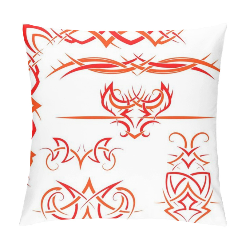 Personality  Vector Set Of Gothic Patterns For Design. Red And Orange Pillow Covers