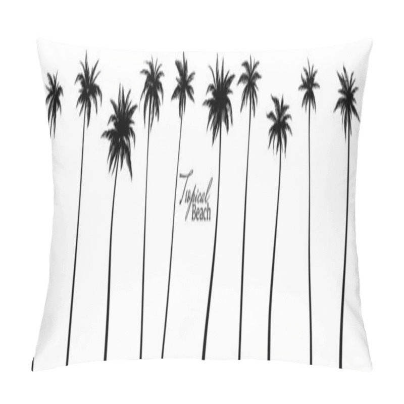 Personality  Set Of Black Silhouettes Of Palm Trees. Vector Illustration Pillow Covers