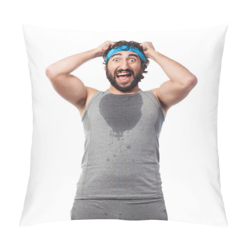 Personality  Tired Sport Man In Surprised Pose Pillow Covers