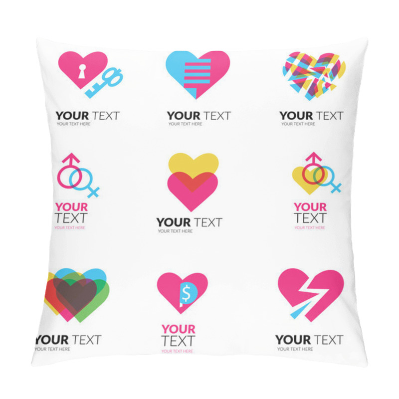 Personality  Vector Icon Set With Hearts Pillow Covers