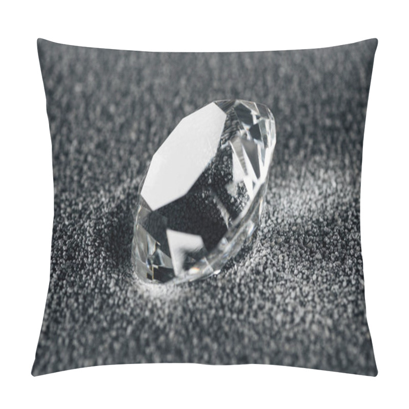 Personality  Close Up Of Pure Diamond On Grey Textured Background  Pillow Covers